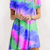 Fashion Street Print Split Joint O Neck A Line Dresses