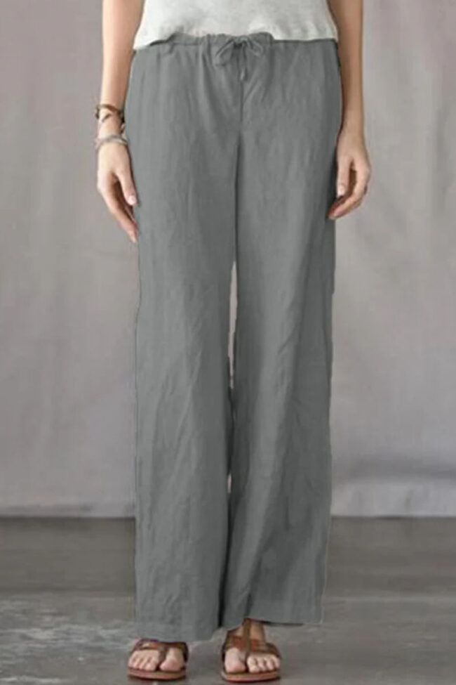 Fashion Casual Solid Loose Mid Waist Straight Bottoms