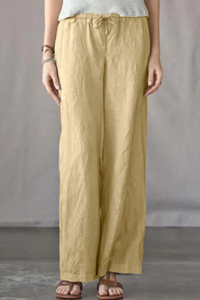 Fashion Casual Solid Loose Mid Waist Straight Bottoms