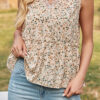 Fashion Sweet Print Split Joint V Neck Tops