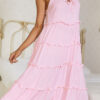 Fashion Sweet Solid Split Joint Spaghetti Strap Princess Dresses