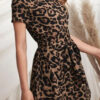 Fashion Street Leopard Split Joint O Neck A Line Dresses