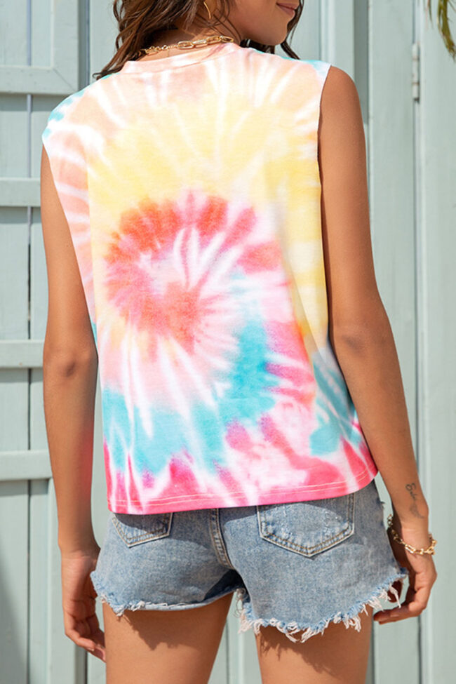 Fashion Street Tie Dye O Neck Tops