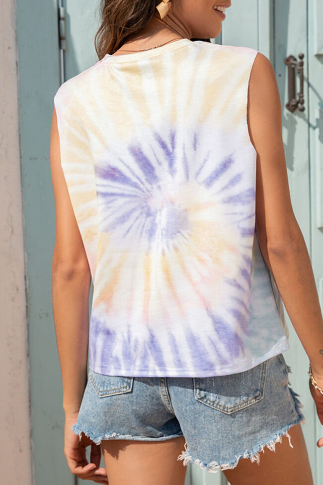 Fashion Street Tie Dye O Neck Tops