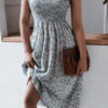 Fashion Casual Print Split Joint Spaghetti Strap Pleated Dresses