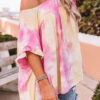 Fashion Street Tie Dye Split Joint O Neck Tops