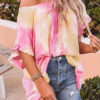 Fashion Street Tie Dye Split Joint O Neck Tops