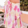 Fashion Street Tie Dye Split Joint O Neck Tops