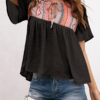 Casual Bohemian Patchwork Frenulum O Neck T-Shirts