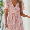 Fashion Casual Print Split Joint V Neck A Line Dresses