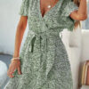 Fashion Casual Print Split Joint V Neck A Line Dresses