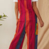 Casual Striped Split Joint Spaghetti Strap Loose Jumpsuits