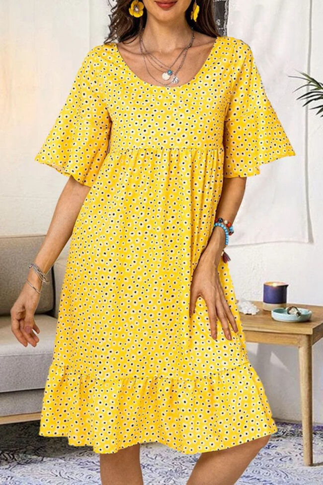 Fashion Street Dot Split Joint O Neck Princess Dresses