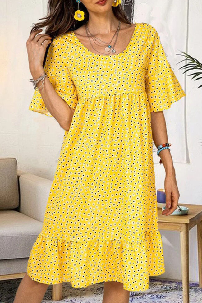 Fashion Street Dot Split Joint O Neck Princess Dresses