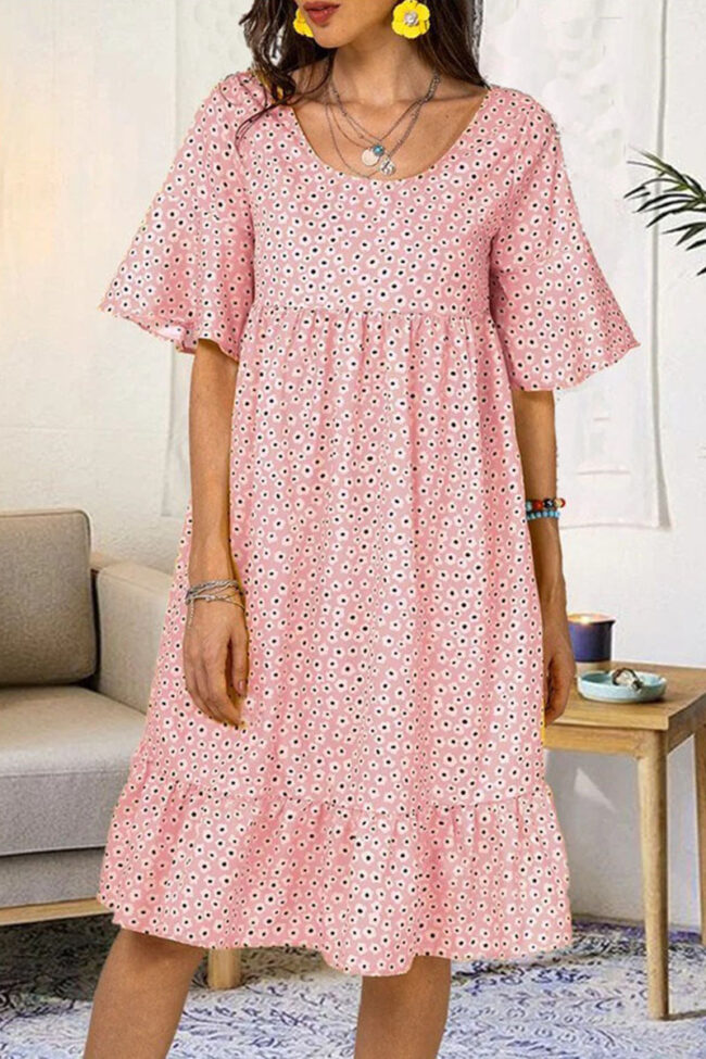 Fashion Street Dot Split Joint O Neck Princess Dresses