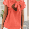 Casual Solid Backless With Bow O Neck T-Shirts