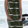 Fashion Casual Striped Split Joint O Neck A Line Dresses