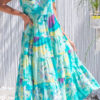 Fashion Vacation Print Split Joint O Neck A Line Dresses