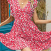 Fashion Street Print Split Joint V Neck A Line Dresses