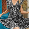 Fashion Street Print Split Joint V Neck A Line Dresses