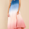 Street Tie Dye Split Joint Spaghetti Strap Irregular Dresses