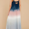 Street Tie Dye Split Joint Spaghetti Strap Irregular Dresses