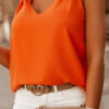 Fashion Street Solid Split Joint V Neck Tops