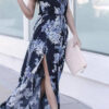 Fashion Elegant Print Split Joint Halter Printed Dresses