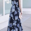 Fashion Elegant Print Split Joint Halter Printed Dresses