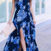 Fashion Elegant Print Split Joint Halter Printed Dresses