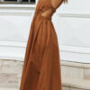 Fashion Casual Solid Backless O Neck A Line Dresses