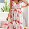 Fashion Sweet Print Frenulum V Neck Irregular Dresses