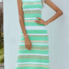 Fashion Street Striped Split Joint O Neck A Line Dresses