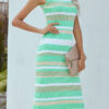 Fashion Street Striped Split Joint O Neck A Line Dresses