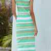 Fashion Street Striped Split Joint O Neck A Line Dresses