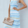 Fashion Street Striped Split Joint O Neck A Line Dresses