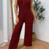 Fashion Casual Solid Split Joint U Neck Loose Jumpsuits