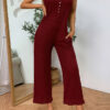 Fashion Casual Solid Split Joint U Neck Loose Jumpsuits