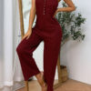 Fashion Casual Solid Split Joint U Neck Loose Jumpsuits