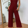 Fashion Casual Solid Split Joint U Neck Loose Jumpsuits