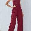 Fashion Street Solid Split Joint V Neck Loose Jumpsuits