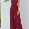 Fashion Street Solid Split Joint V Neck Loose Jumpsuits