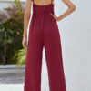 Fashion Street Solid Split Joint V Neck Loose Jumpsuits