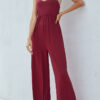 Fashion Street Solid Split Joint V Neck Loose Jumpsuits