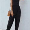 Fashion Street Solid Split Joint V Neck Loose Jumpsuits