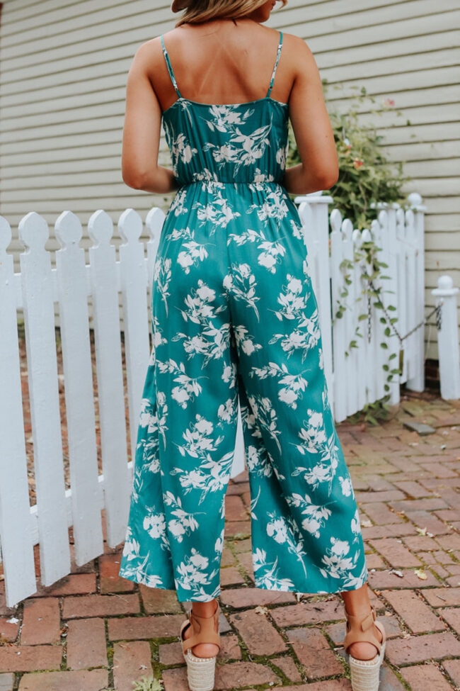 Fashion Casual Print Split Joint V Neck Loose Jumpsuits