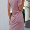 Fashion Casual Solid Fold O Neck Pencil Skirt Dresses