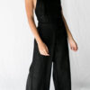 Fashion Casual Solid Backless Square Collar Loose Jumpsuits