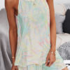 Living Print Split Joint Spaghetti Strap Sleeveless Two Pieces