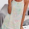 Living Print Split Joint Spaghetti Strap Sleeveless Two Pieces